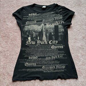 Vintage Y2K City Threads NYC New York Women’s T Shirt Black - Size M